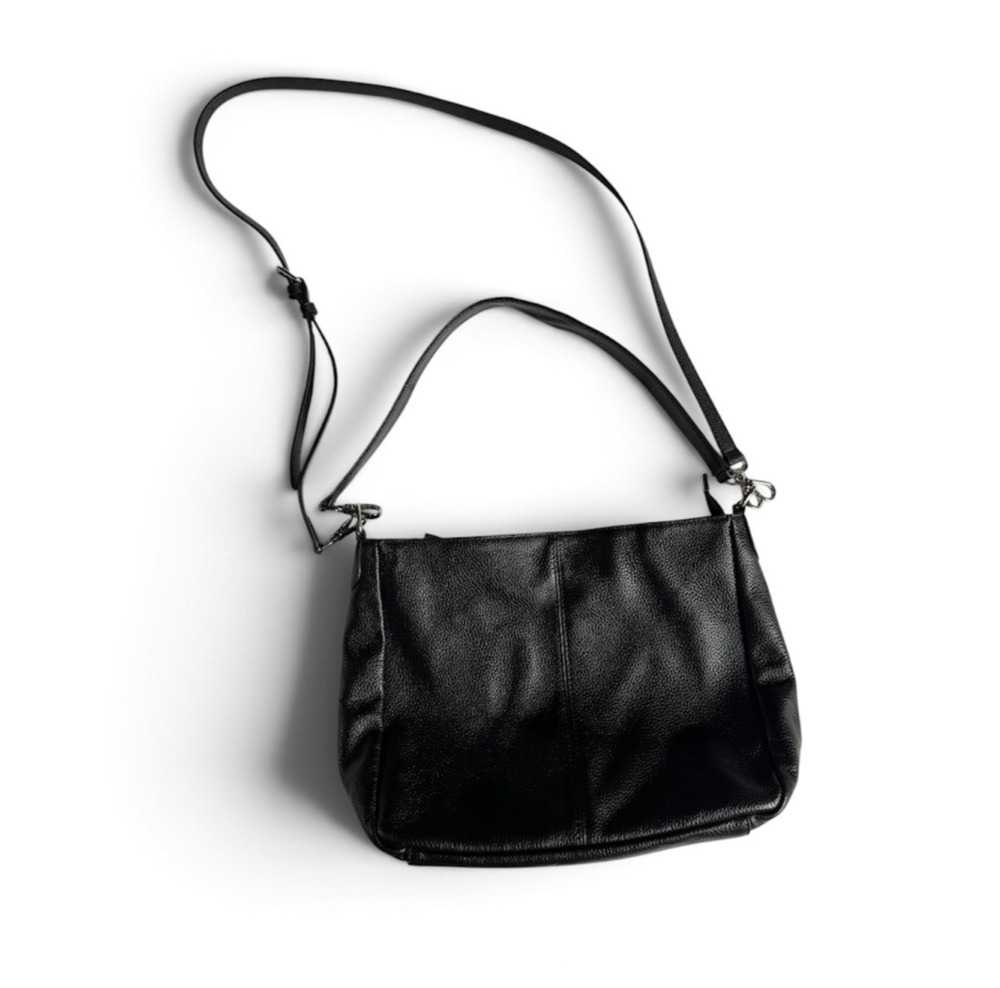 Befen Crossbody Bag Womens Medium Black Leather Zip Pockets Detachable Strap